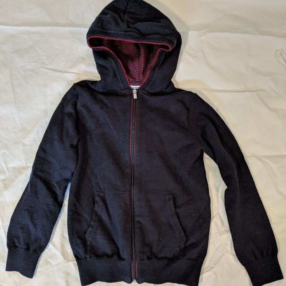 Kids cotton/wool hooded sweater zip-up cardigan
